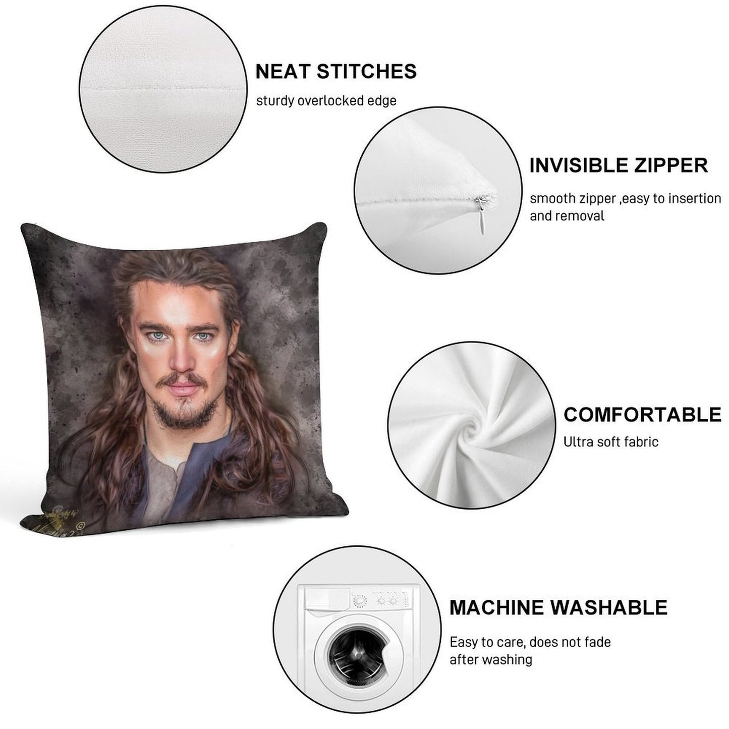 Uhtred of Bebbanburg- The Last Kingdom Soft Hidden Zipper Throw Pillow