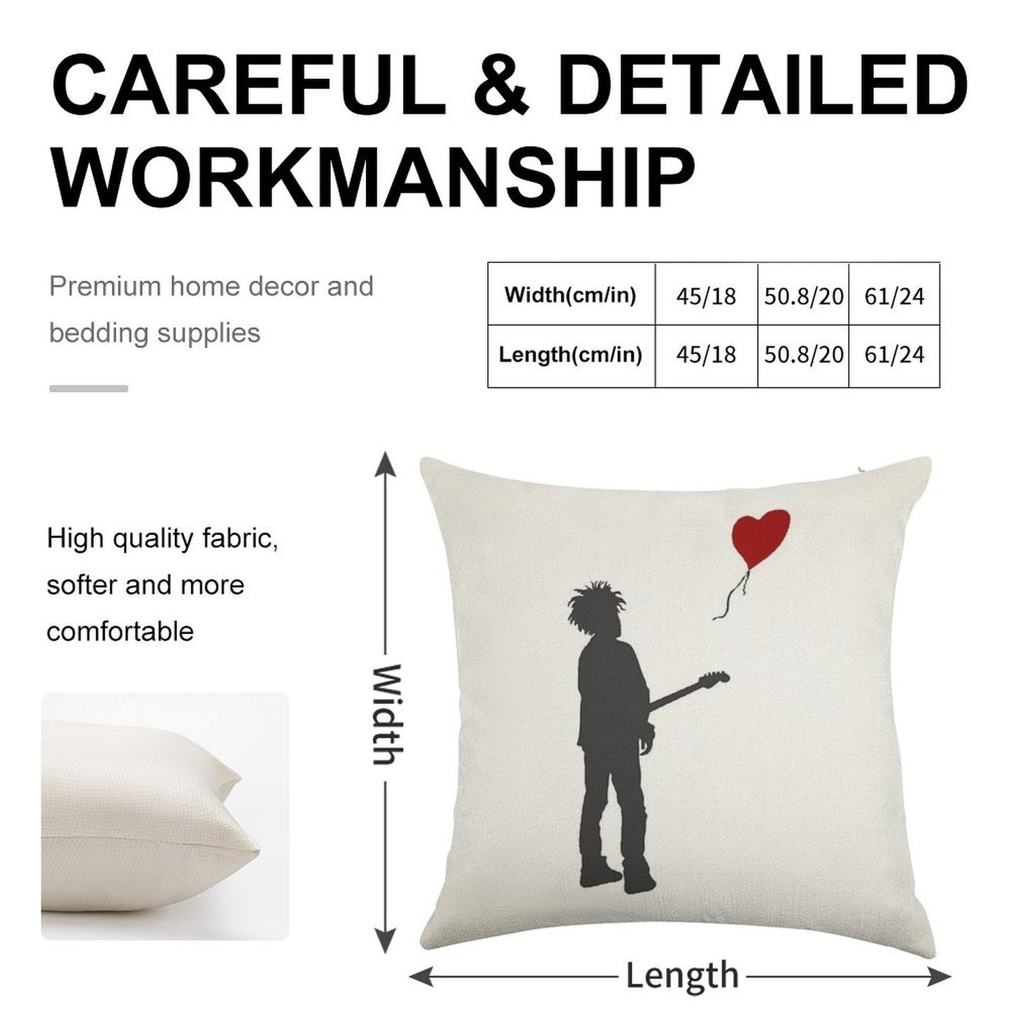 ROBERT THE CURE SMITH X BANKSY Linen Throw Pillow Cover