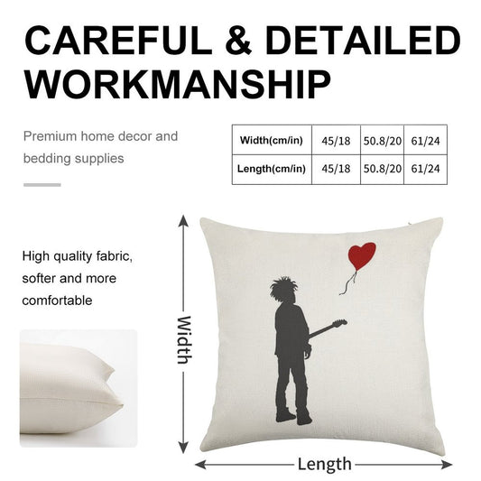 ROBERT THE CURE SMITH X BANKSY Linen Throw Pillow Cover