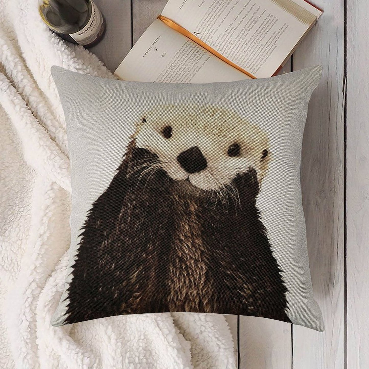 Otters Gonna Ott Linen Throw Pillow Cover