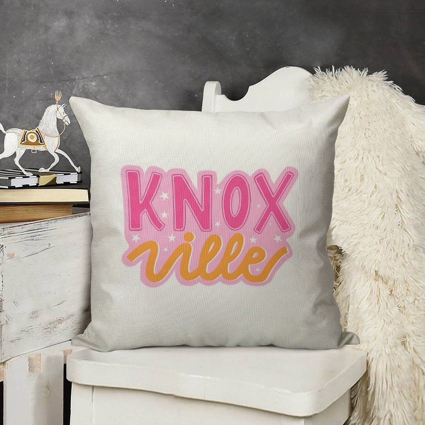 Knoxville Pink And Orange Stars Linen Throw Pillow Cover