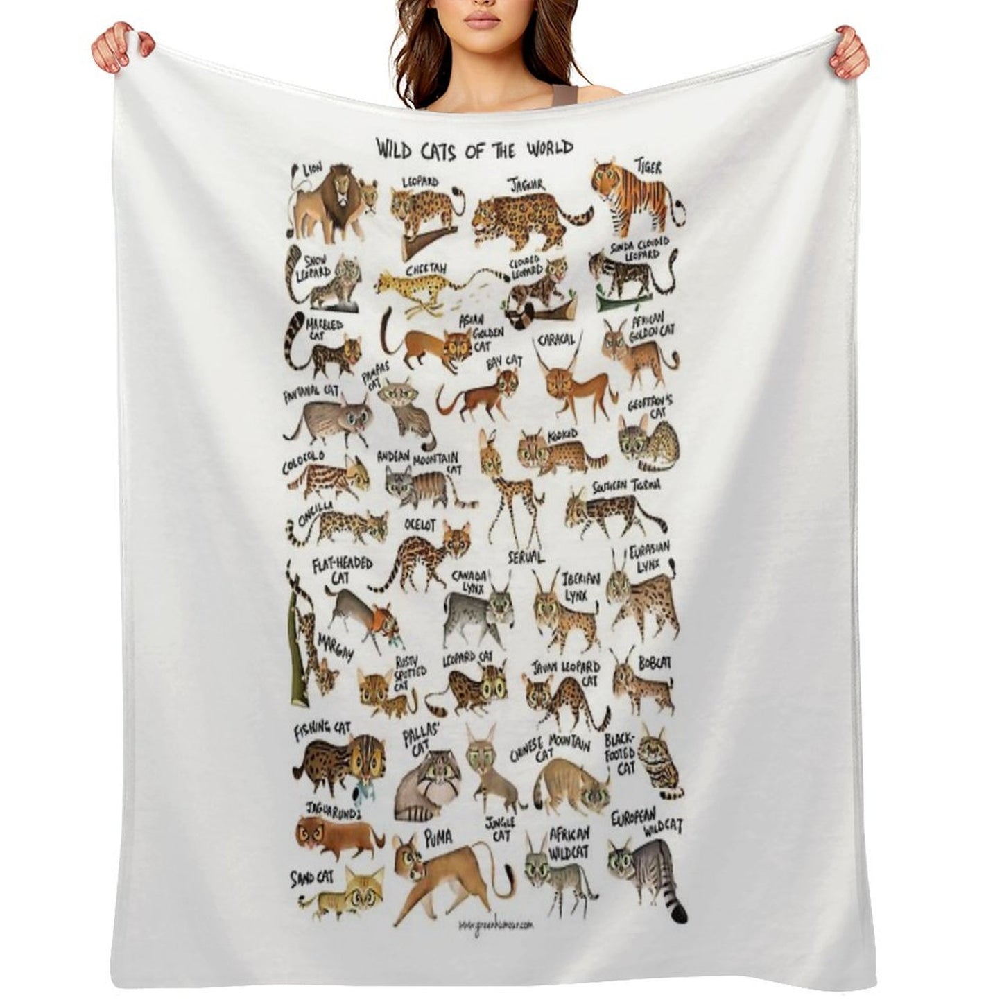 Wild Cats of The World Throw Blanket