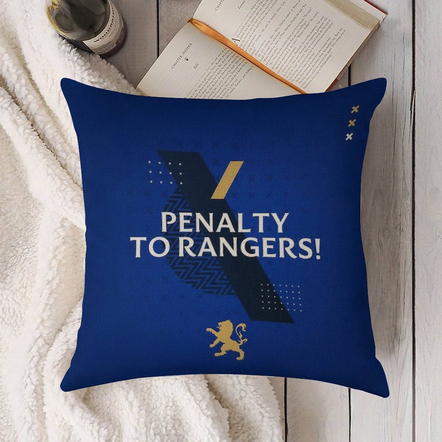 Penalty to Rangers Linen Throw Pillow Cover