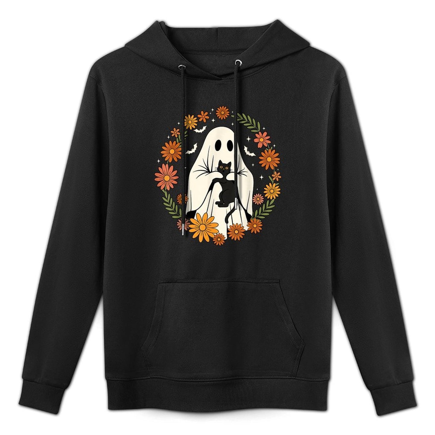 Halloween Ghost Black Cat Cute Funny Colorfast Hoodie