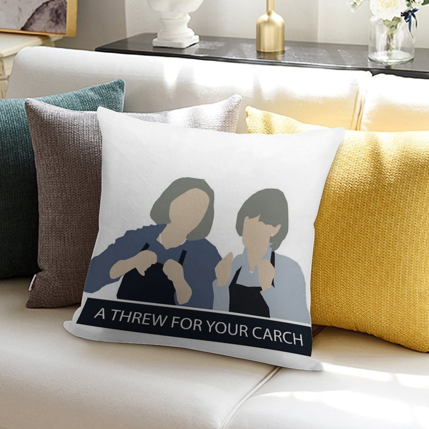 Prude And Trude - Kath And Kim Soft Shrink-Resistant Throw Pillow