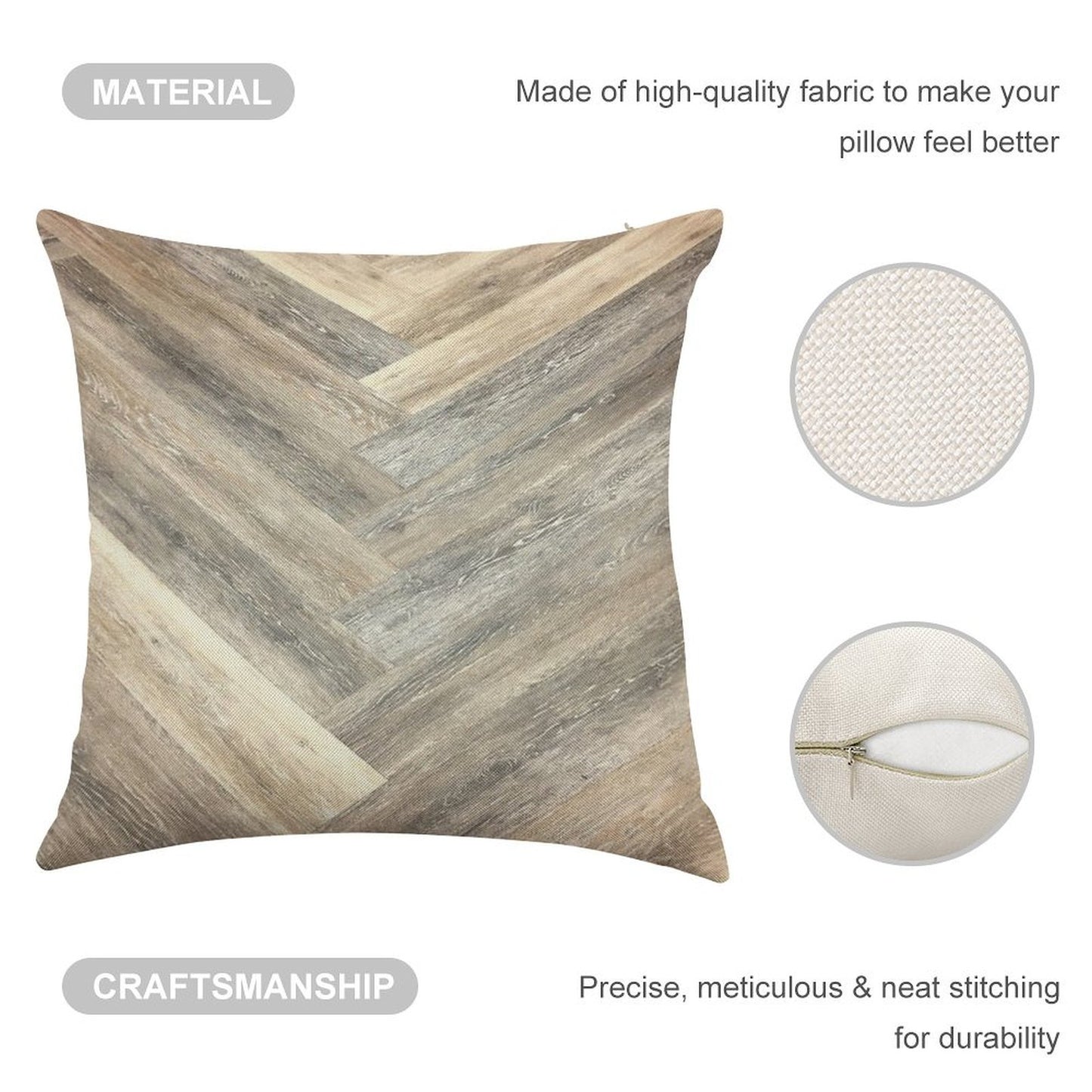Contemporary Caramel Brown Grey Beige Farmhouse Barn Wood Linen Throw Pillow Cover