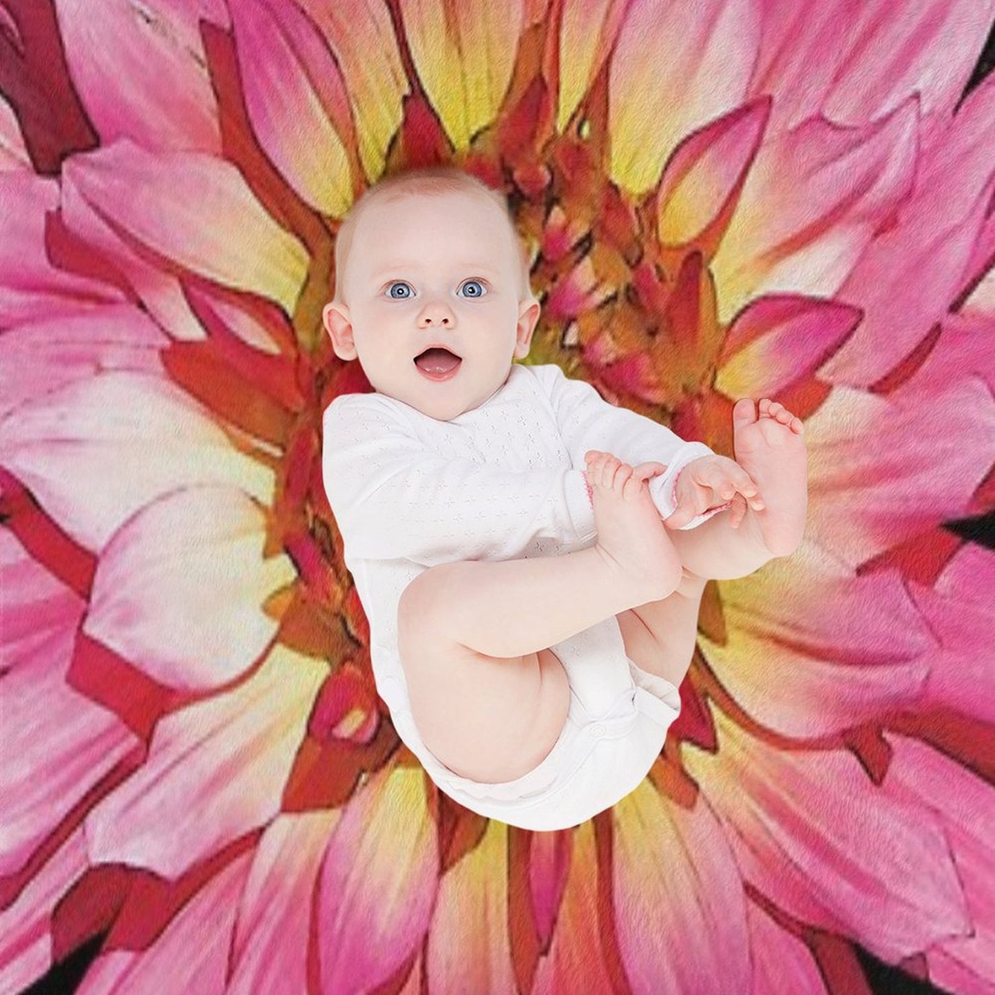 Pretty in Pink Blooming Flower Water Color Throw Blanket