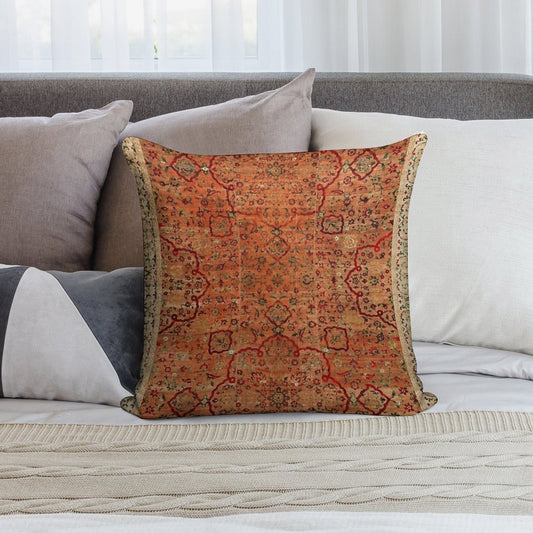 17th Century Velvet And Silk Carpet Print Soft Decorative Cover Throw Pillow