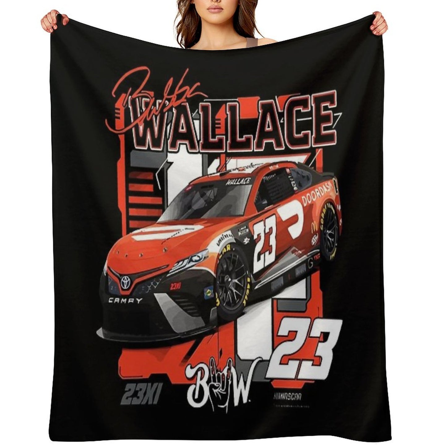 Bubba Wallace 23 Nascar Racing Car Throw Blanket