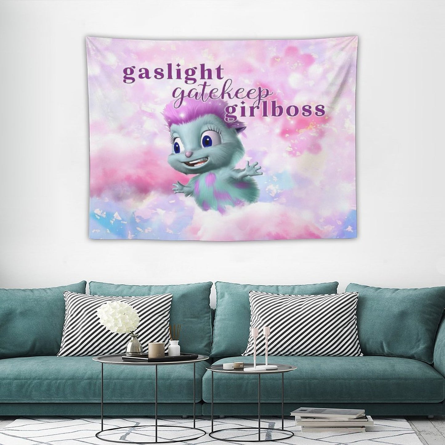 Bibble Beliefs - Gaslight Gatekeep Girlboss Tapestry