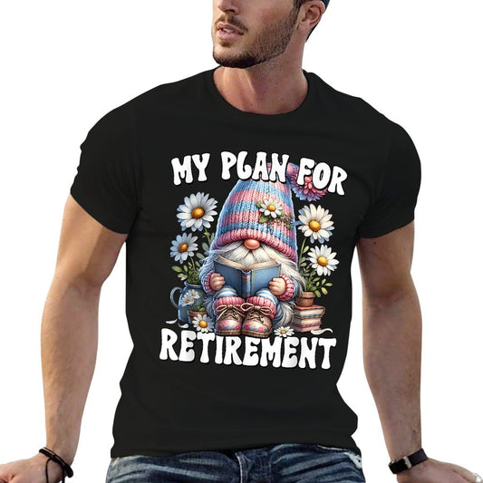 Retired Teacher Gnome Reading A Book Funny Retirement Plan T-Shirt
