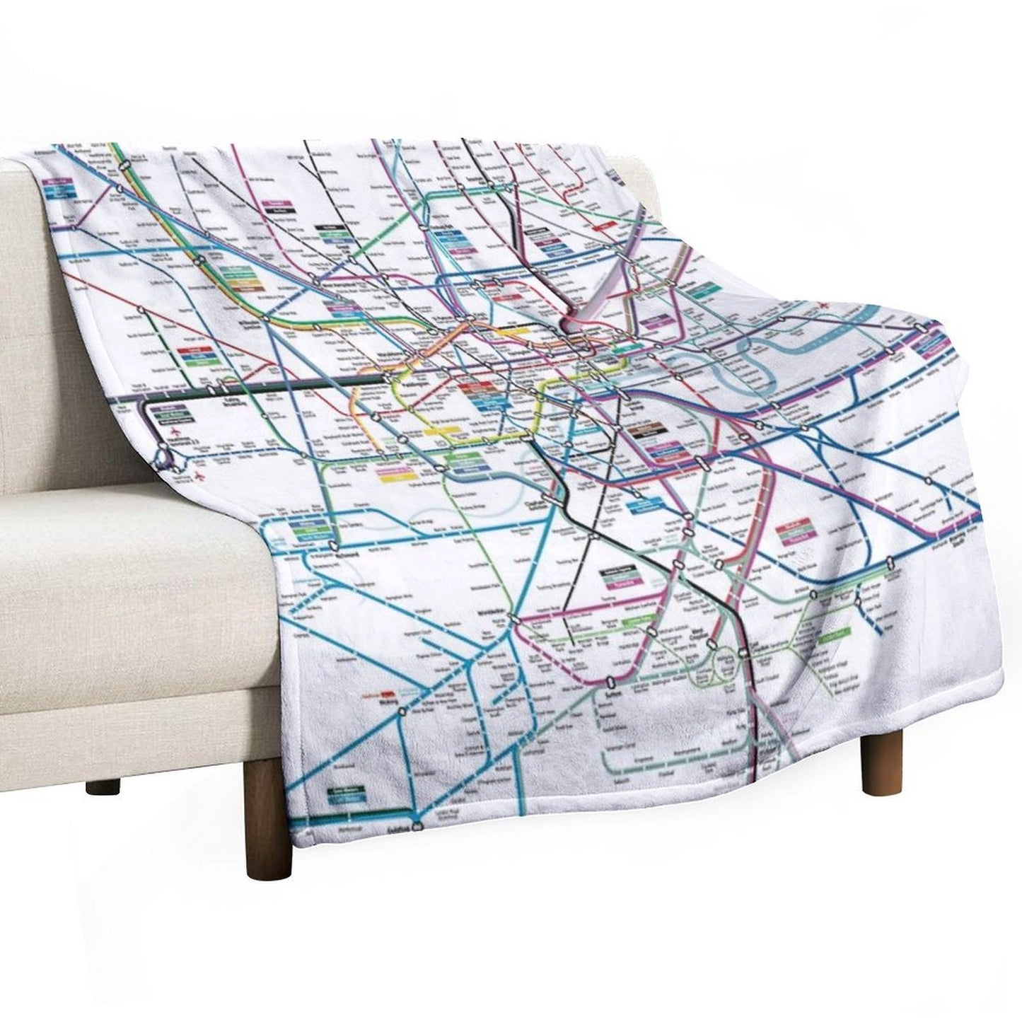 London AllRail Map Throw Blanket