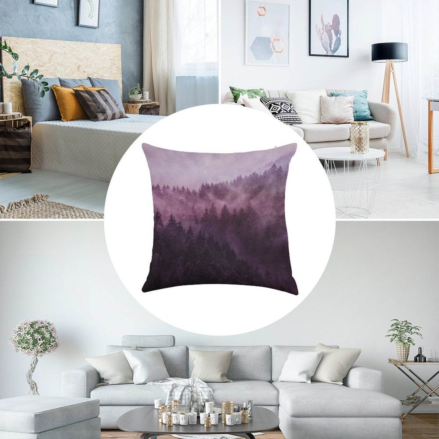 Excuse Me, I'm Lost  Laid Back In A Romantasy Moody Wilderness Dream Forest With Cascadia Trees Covered In Magic Fog Linen Throw Pillow Cover