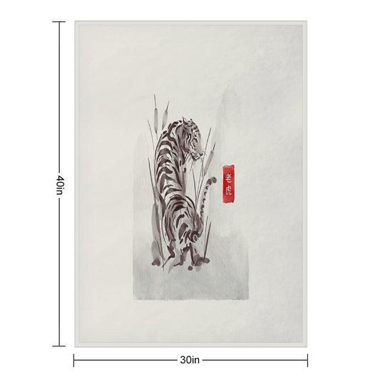 The Old Age Japanese Tiger Throw Blanket