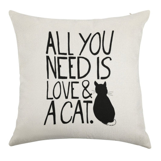 All You Need Is Love And A Cat Linen Throw Pillow Cover