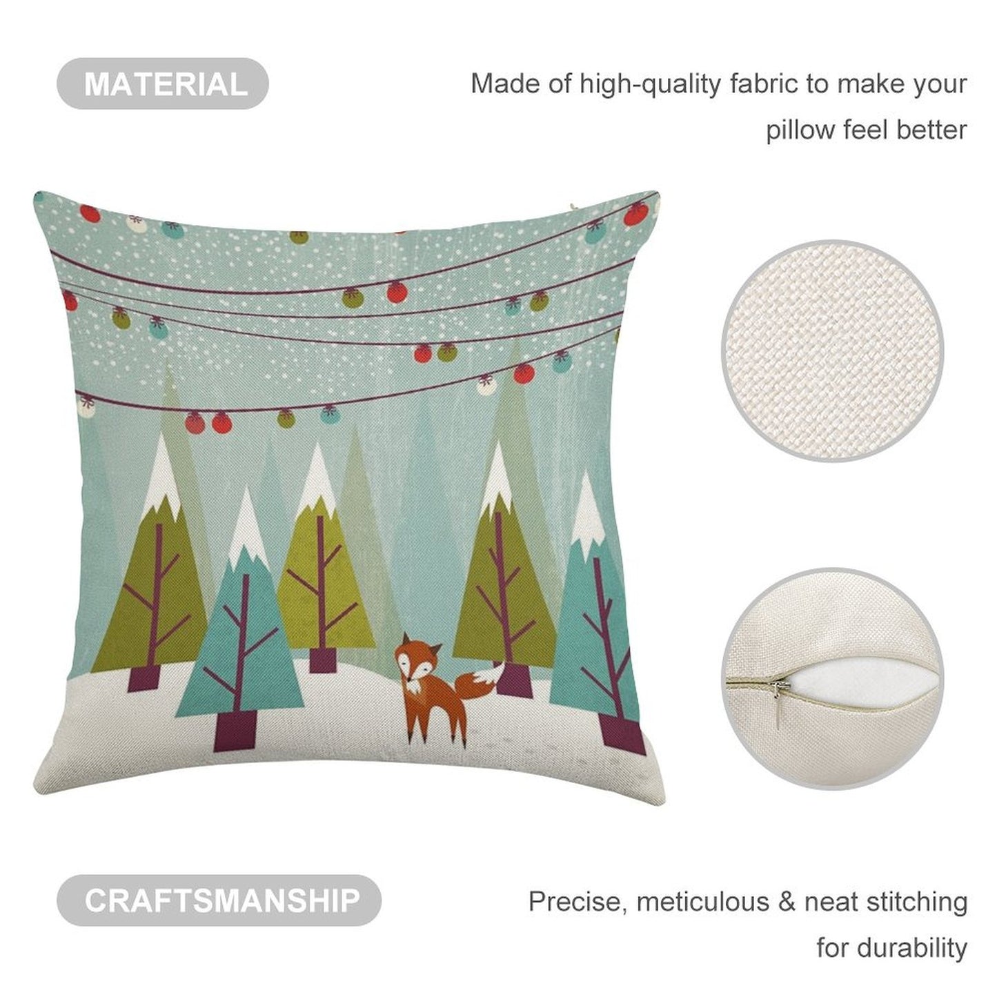 Winter Linen Throw Pillow Cover