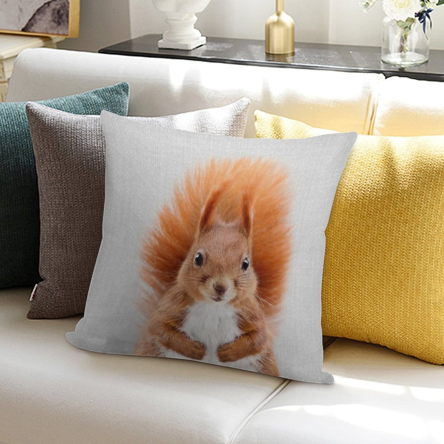 Squirrel 2 - Colorful Soft Style Accent Throw Pillow
