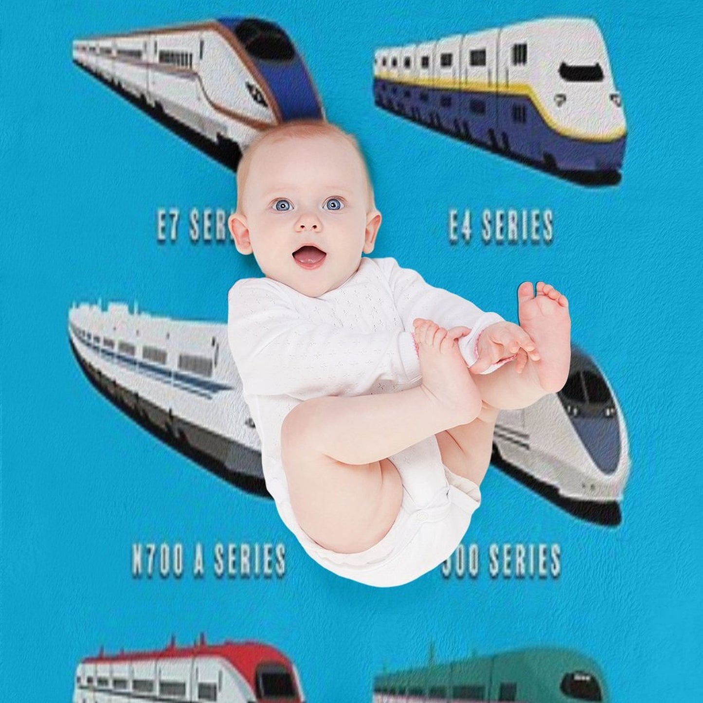 Japanese Shinkansen Bullet Trains Throw Blanket