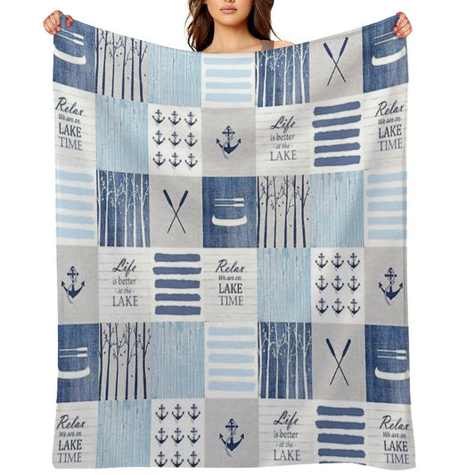 Life Is Better at The Lake Patchwork Throw Blanket