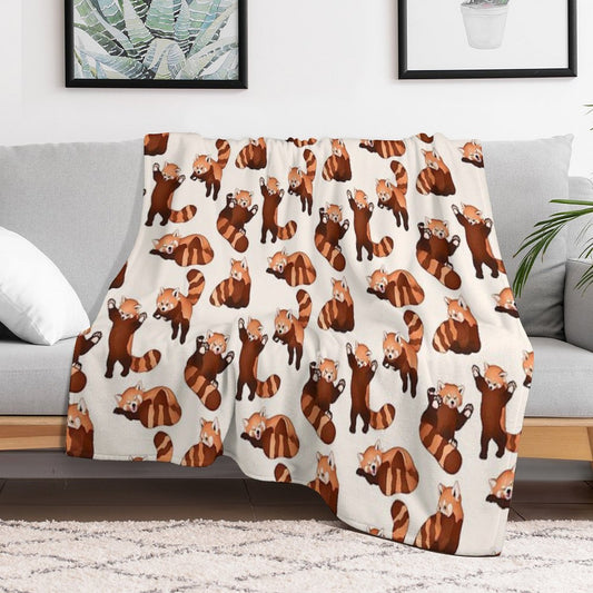 Red Panda Pattern Throw Blanket