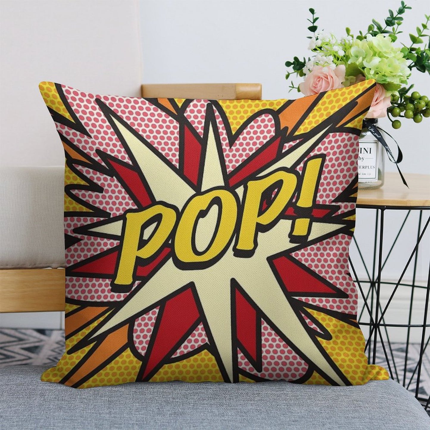 POP Comic Book Pop Art Cool Retro Trendy Linen Throw Pillow Cover