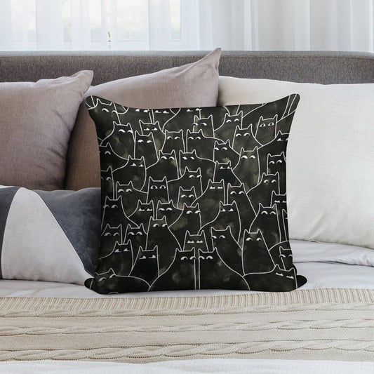 Suspicious Cats Soft High-Density Material Throw Pillow