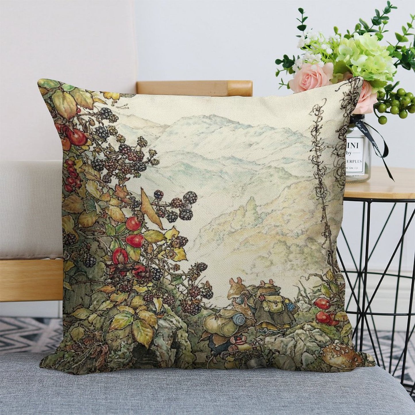 Walk to The High Hills Linen Throw Pillow Cover