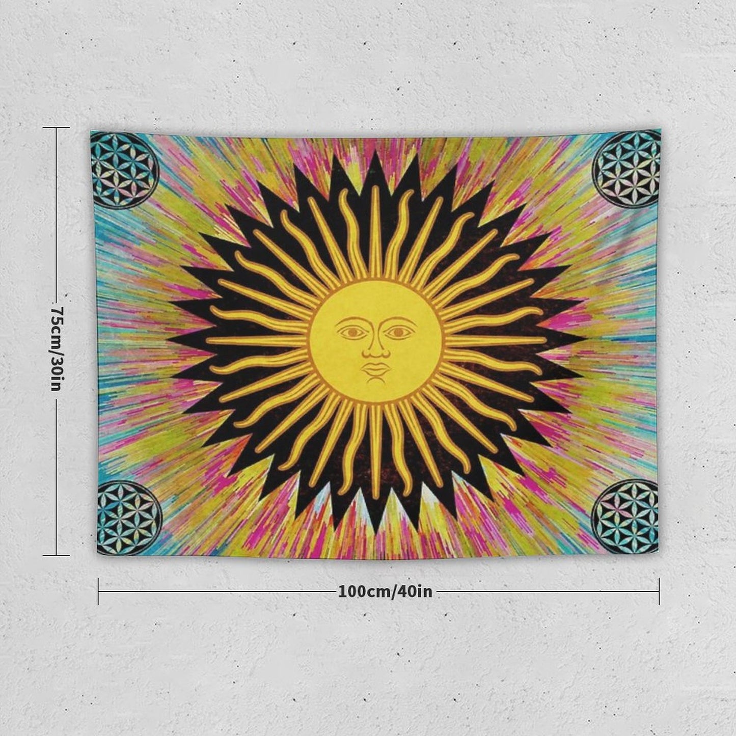 Psychedelic Sun Star Bohemian Zen Hippie Festival Tapestry