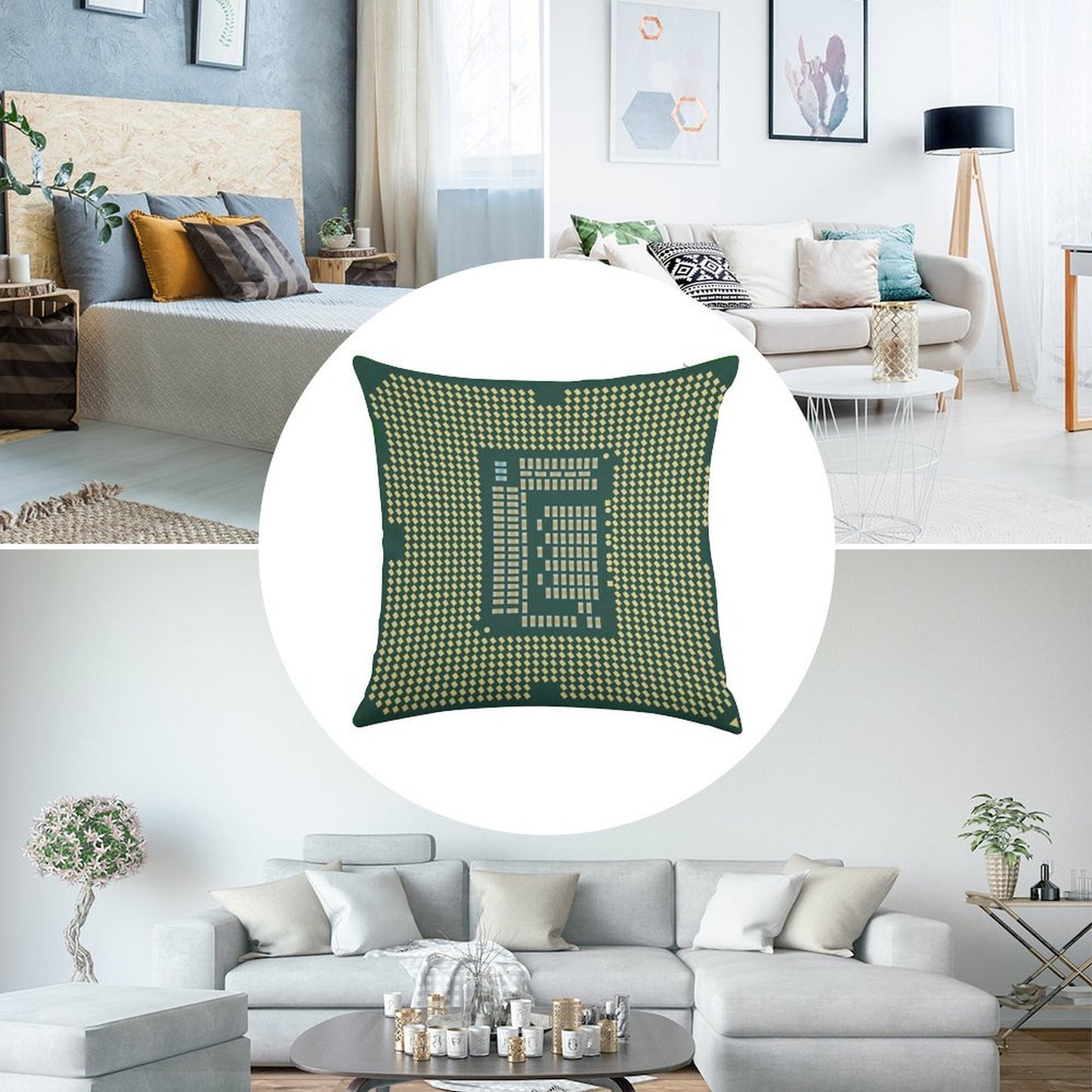 Intel Core CPU Processor Bottom Linen Throw Pillow Cover