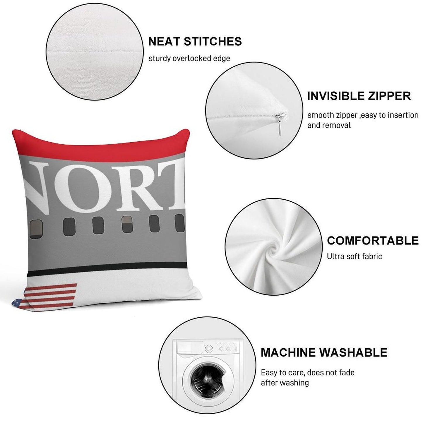 Plane Tees - Northwest Airlines Soft Luxury Feel Throw Pillow