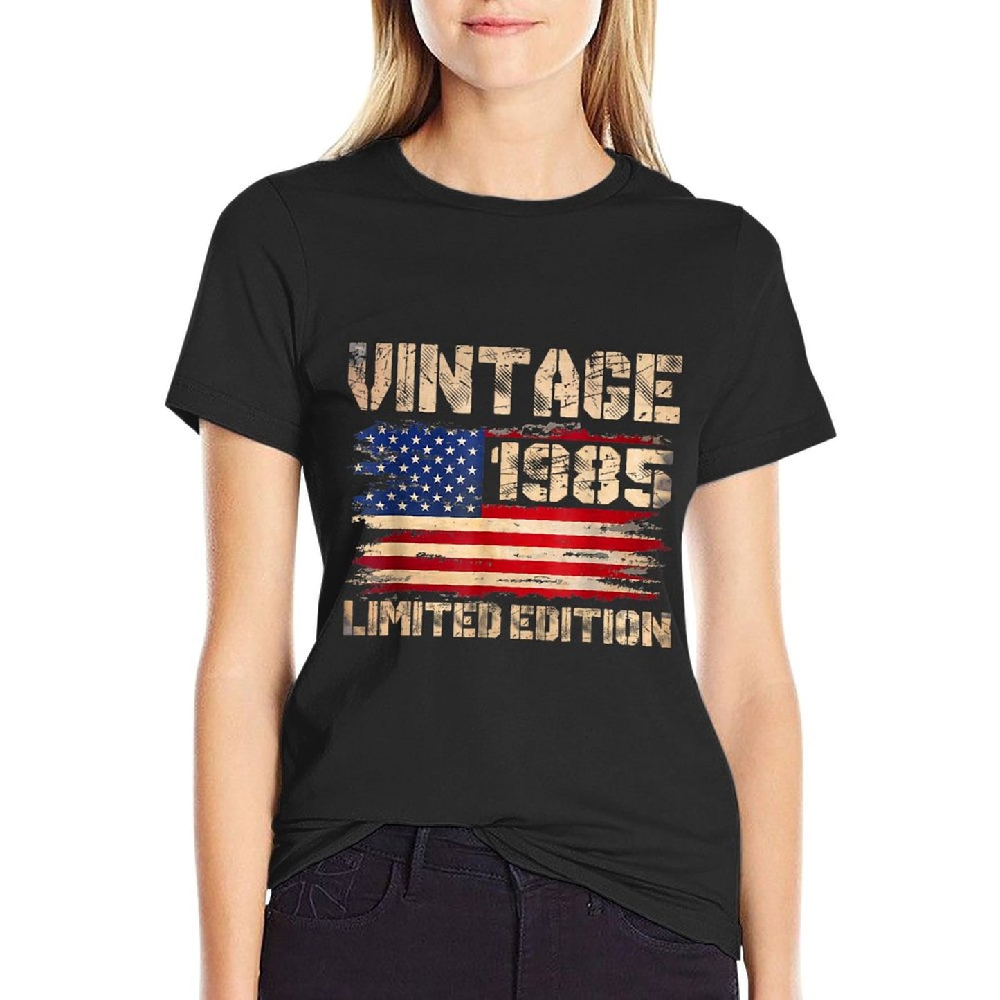 Vintage 1985 40th Birthday Gifts 40 Year Old American Flag T-Shirt