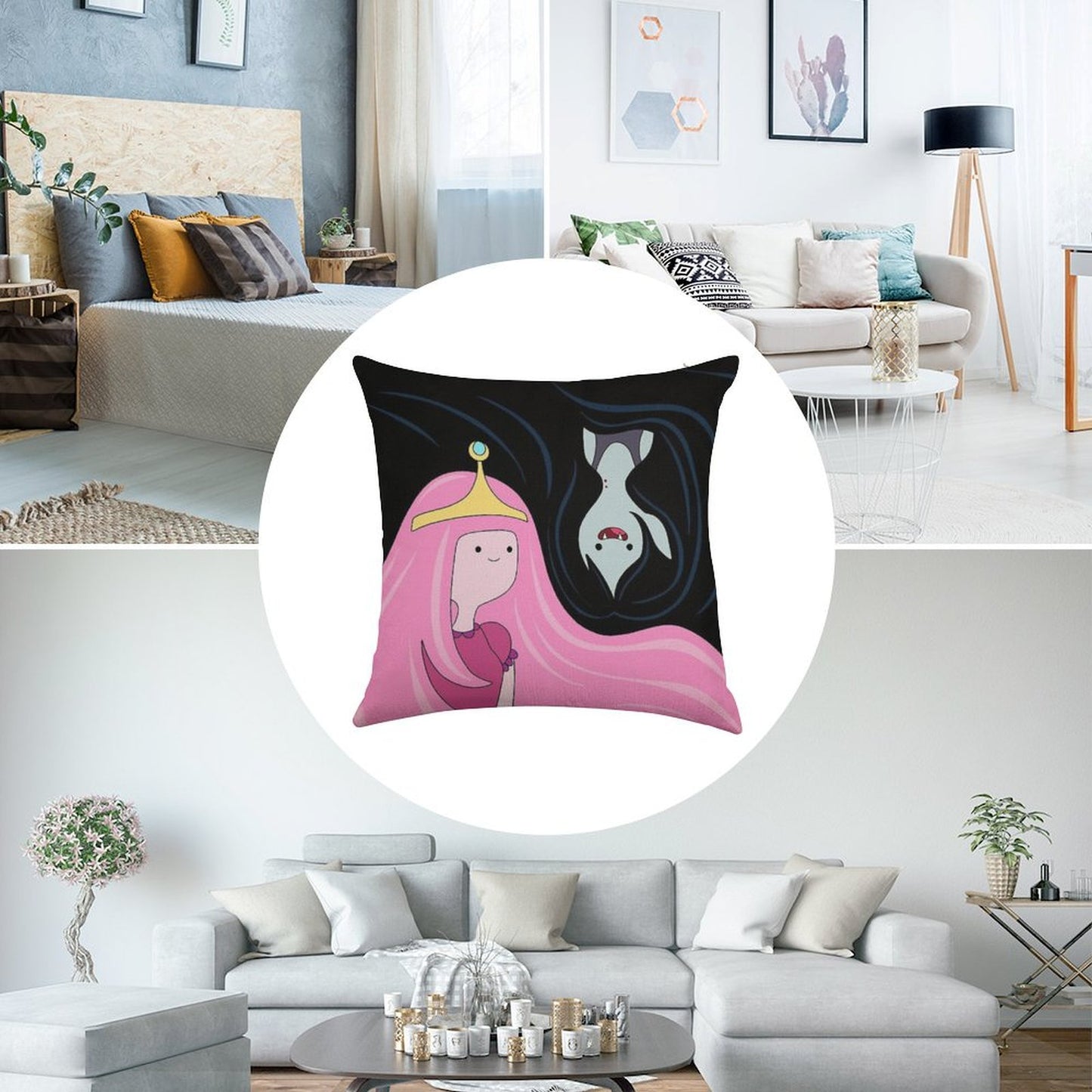 Princess Bubblegum And Marceline Linen Throw Pillow Cover