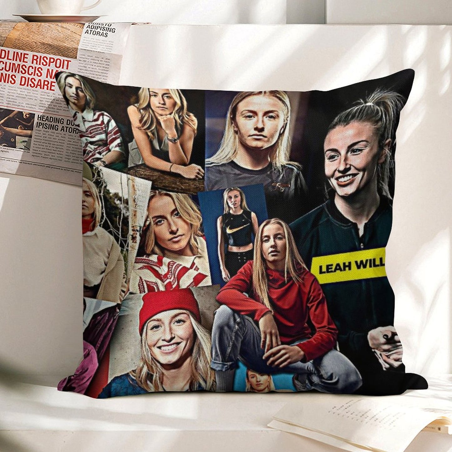 Leah Williamson Linen Throw Pillow Cover