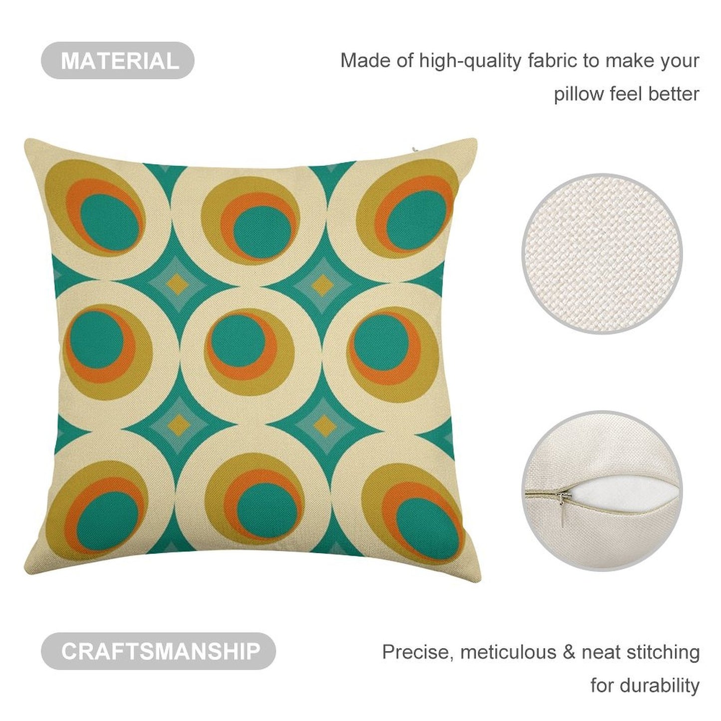 Mid-Century Modern Splash Linen Throw Pillow Cover