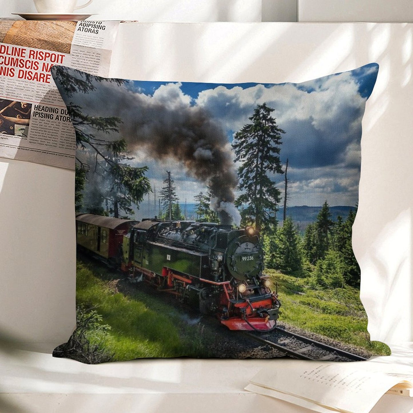 Steam Locomotive - Harz Narrow Gauge Railways (Germany) Linen Throw Pillow Cover