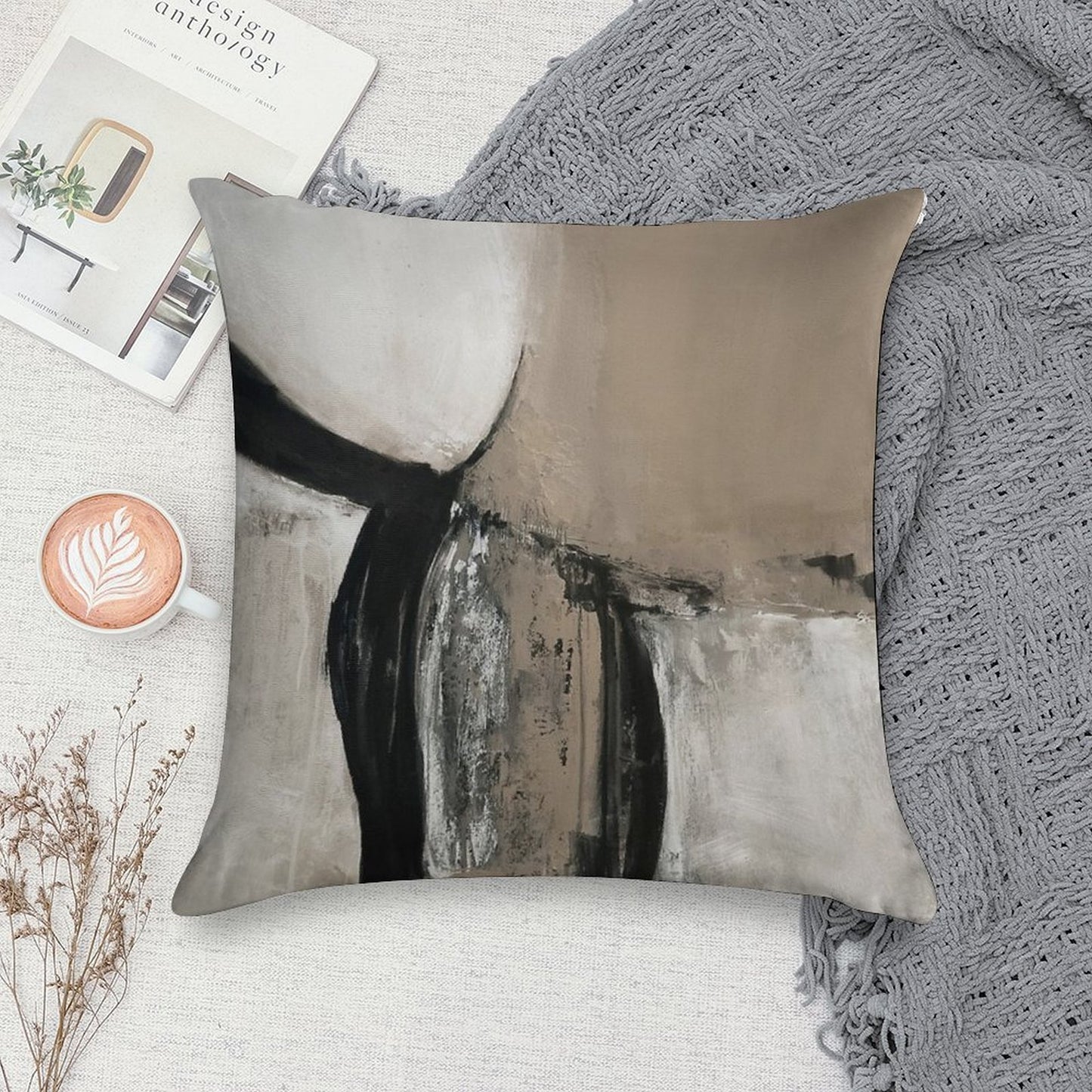 Neutral Abstract Soft Anti-Pilling Throw Pillow