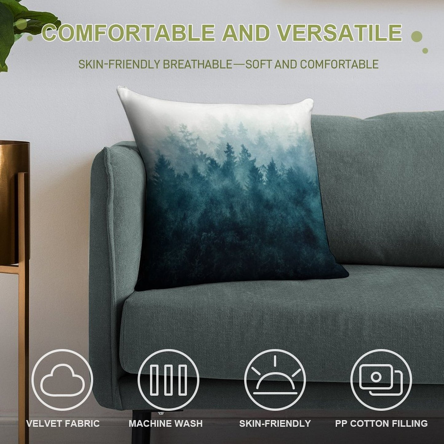 The Heart Of My Heart  So Far From Home In A Misty Foggy Fall Wilderness Forest Soft High-Density Material Throw Pillow