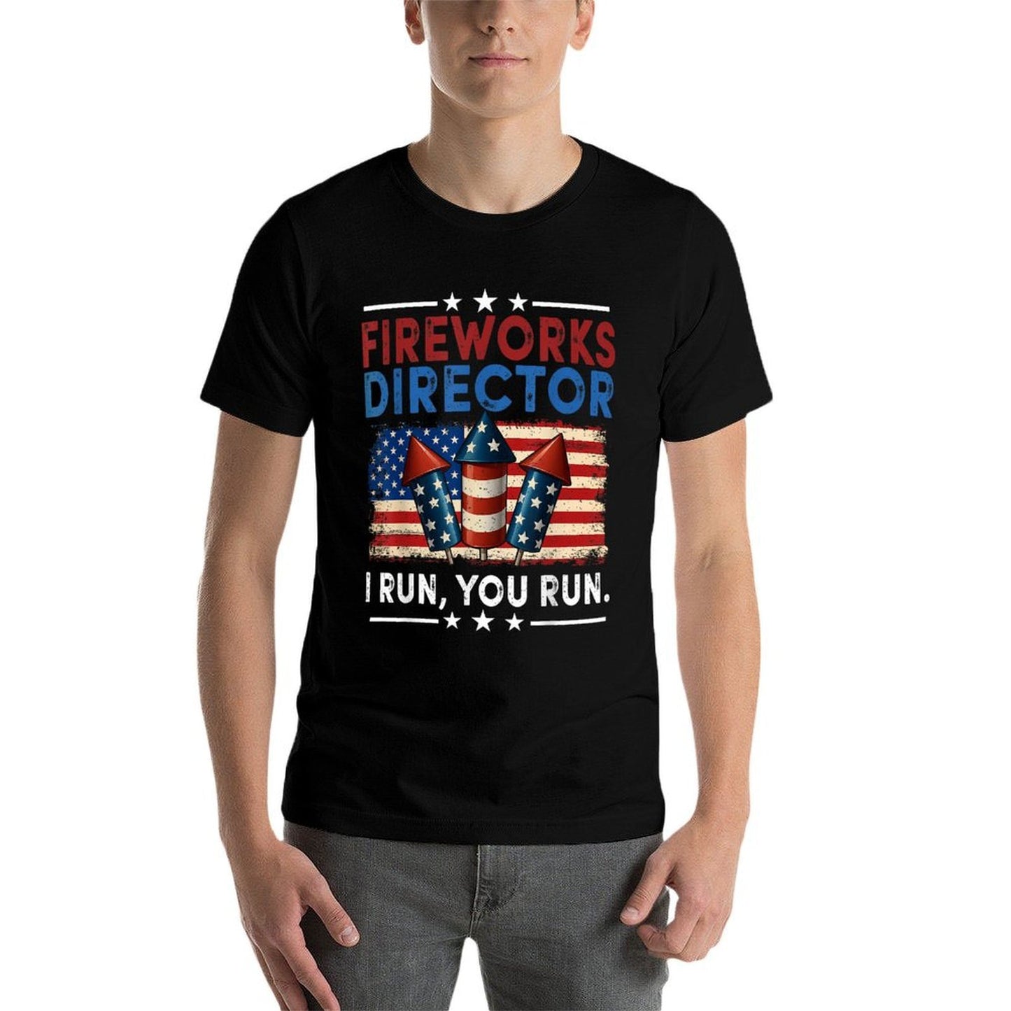 Fireworks Director I Run You Run 4th Of July Men Boys Soft T-Shirt