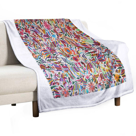 Otomi Fabric Mexico Art Throw Blanket