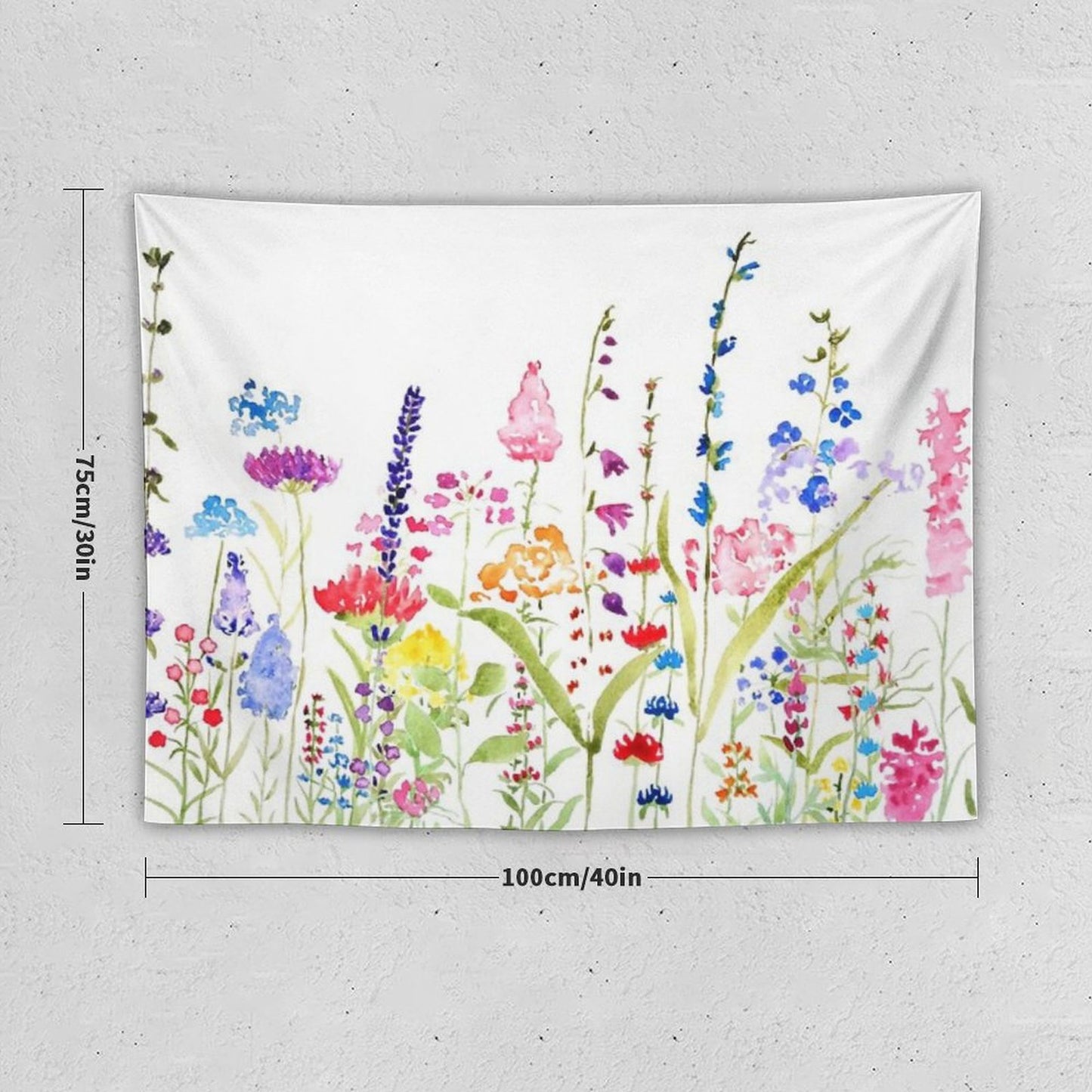 Hand Painted Colorful Wild Flower Field Tapestry