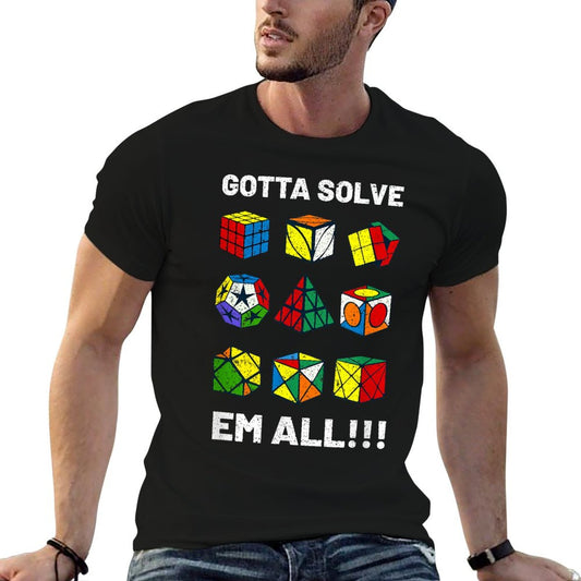 Competitive Puzzle Cube Gotta Solve Em All Speed Cubing Tagless Design T-Shirt