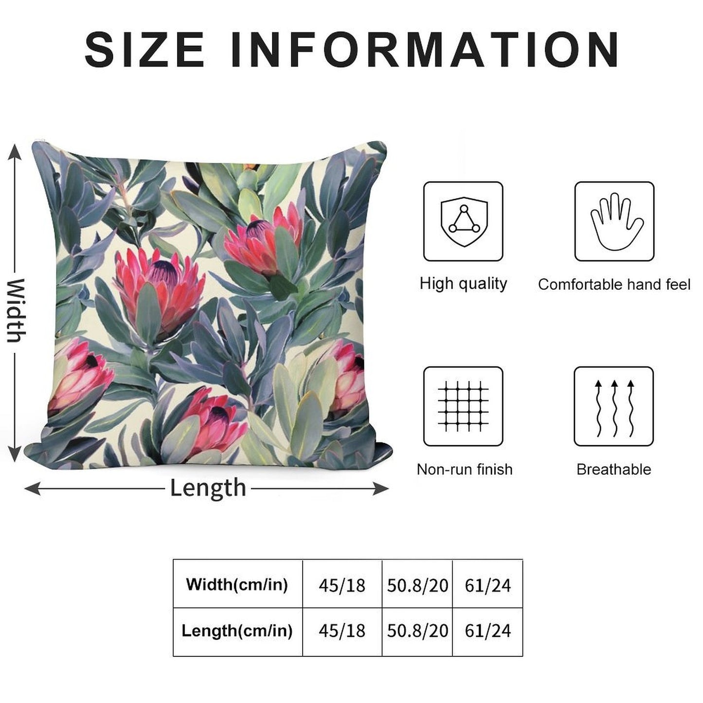 Painted Protea Pattern Soft Style Accent Throw Pillow