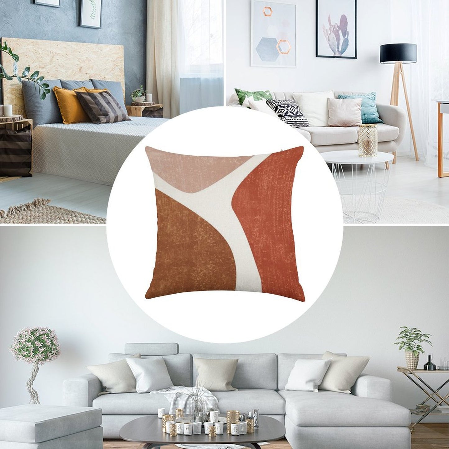 Terracotta Art Print 2 - Terracotta Abstract - Modern, Minimal, Contemporary Abstract - Brown, Beige Linen Throw Pillow Cover