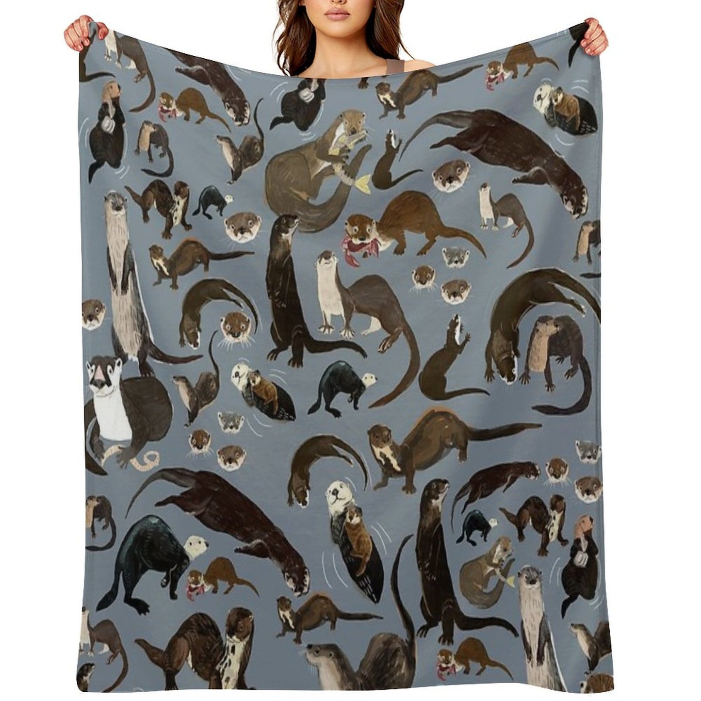 Old World Otters Throw Blanket