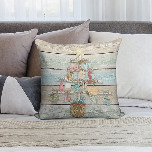 Coastal Christmas A Soft Hidden Zipper Throw Pillow