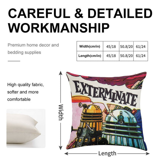 EXTERMINATE! Linen Throw Pillow Cover