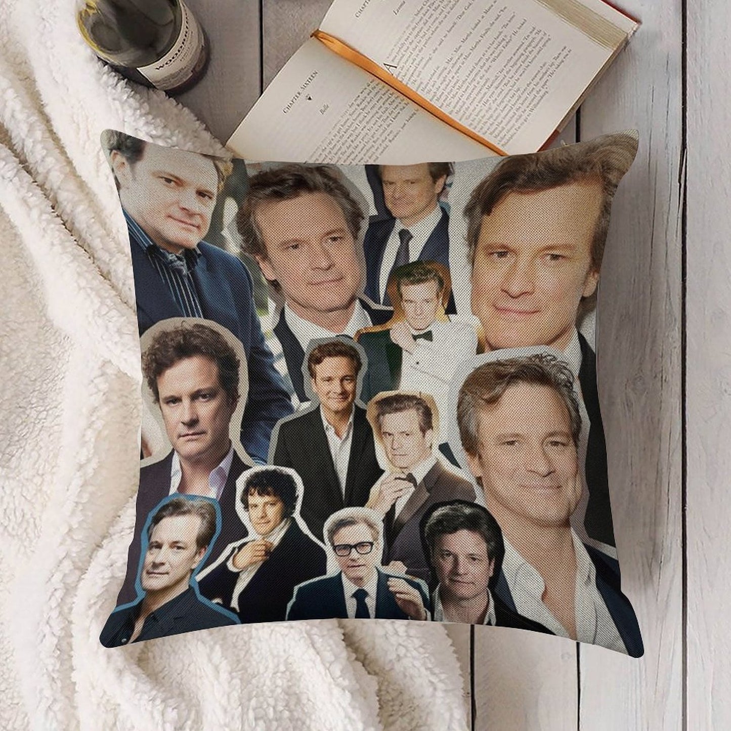 Colin Firth Linen Throw Pillow Cover
