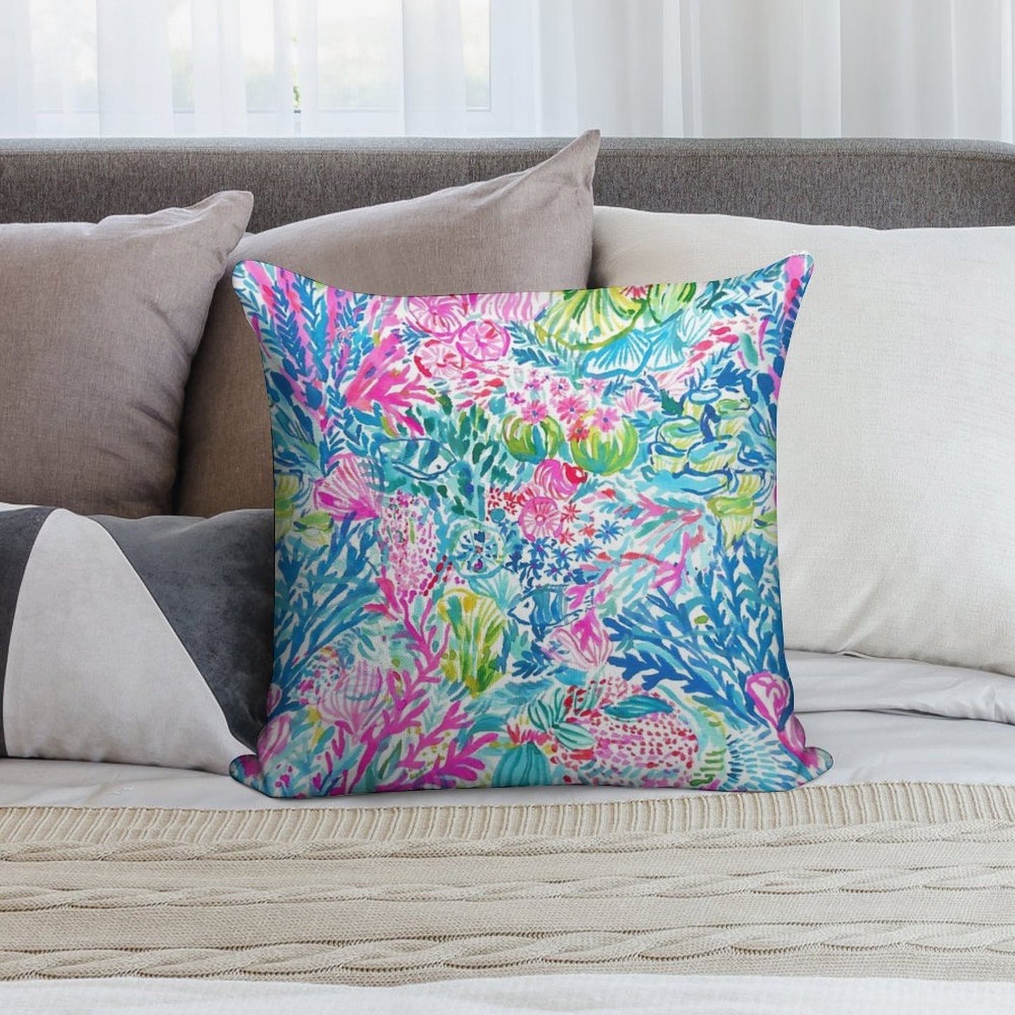 Summer Lily Ocean Holidays Soft Gift Ready Throw Pillow