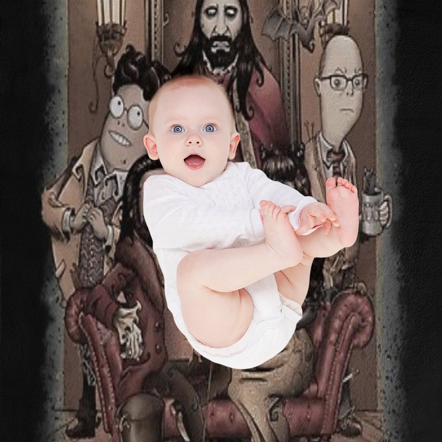 Vampire Family Portrait Throw Blanket