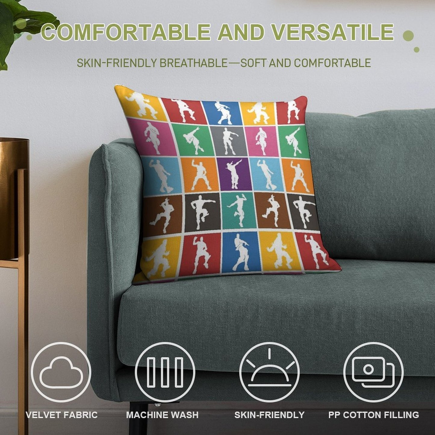 Battle Royale Victory Dance Rainbow Lattice Funny Soft Reinforced Edging Throw Pillow